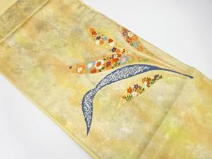 草葉に牡丹・枝梅模様織り出し名古屋帯